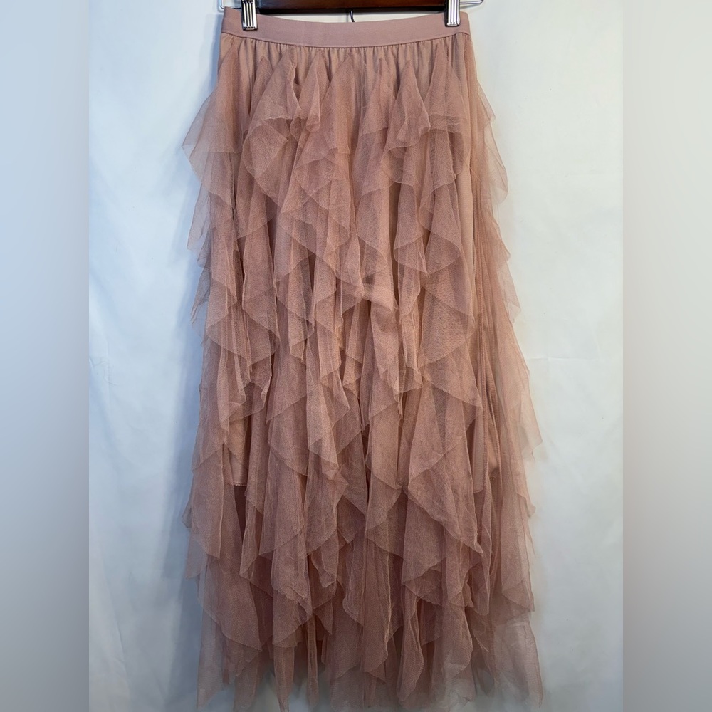 One Nation Women’s Rose Ruffled Tulle Midi Skirt